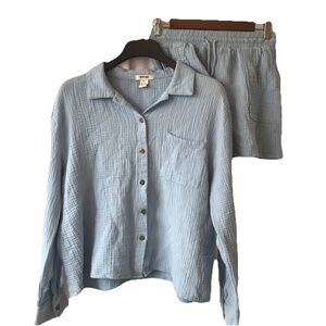 Rachel Paige Lounge Set Blue Cotton Gauzy Pj Size XL